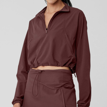 sports non-stretch solid color quick-drying drawstring yoga top