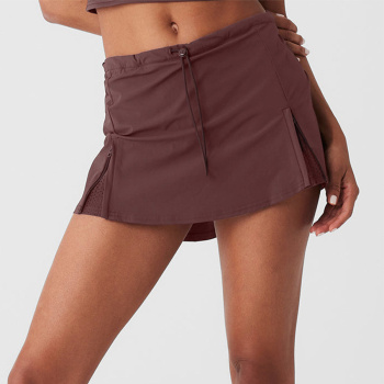 sports non-stretch solid color quick-drying drawstring yoga mini skirt