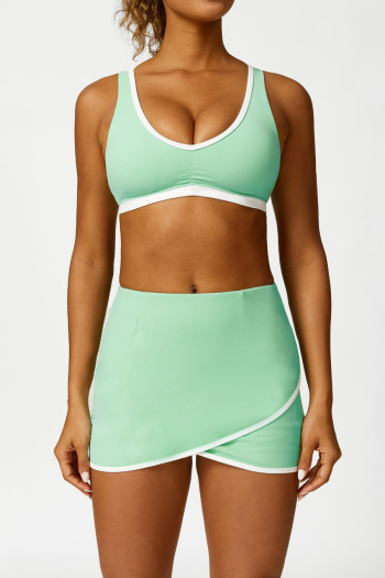 sports high stretch contrast color high-waist yoga skirt sets(new added colors)