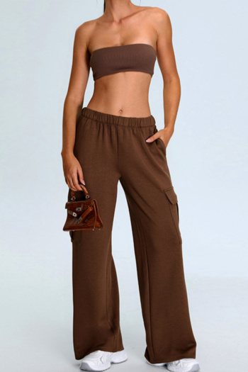 sexy slight stretch with padded crop tube top yoga straight pants set