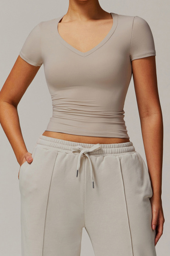 sports high stretch solid color short sleeve tight yoga t-shirt size run small