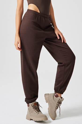 sports non-stretch solid color high waist drawstring yoga pants