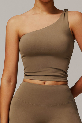 sports high stretch one shoulder with padded slim yoga vest size run small