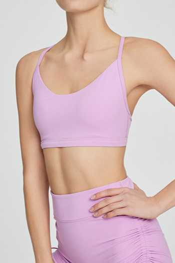 sports high stretch solid color tight with padded yoga bra size run small