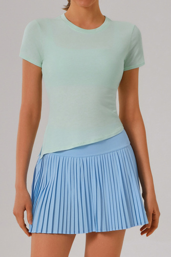 sport slight stretch high waist pleated mini skirt set with lined