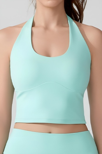 sports high stretch pure color padded halter-neck yoga vest(size run small)