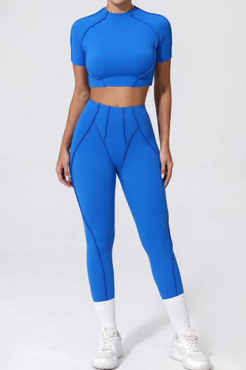 sports high stretch solid color tight breathable high waist yoga pants set