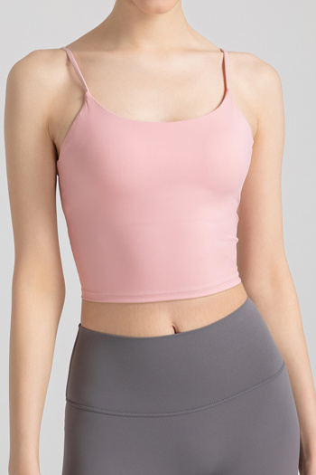 sports high stretch solid color padded yoga top(size run small)