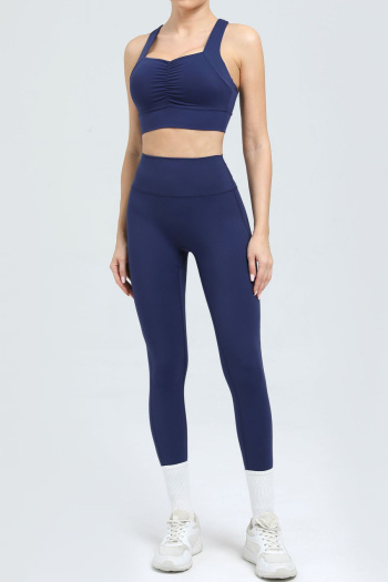 sports high stretch shirring square neck padded yoga pants sets