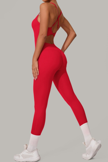 sports high stretch 6 colors backless adjustable sling yoga jumpsuit