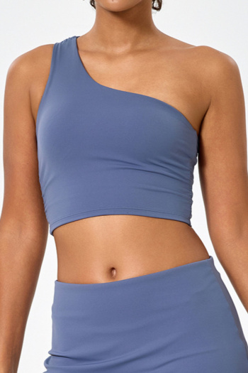 sports high stretch 3-colors solid color one-shoulder yoga vest with padded