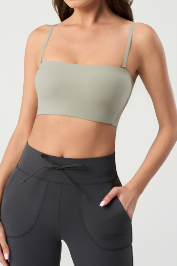 sports high stretch solid color adjustable sling yoga bra no chest pad