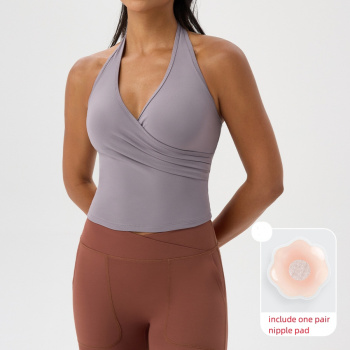 sports plus size stretch quick-dry slim yoga vest (include one pair nipple pad)