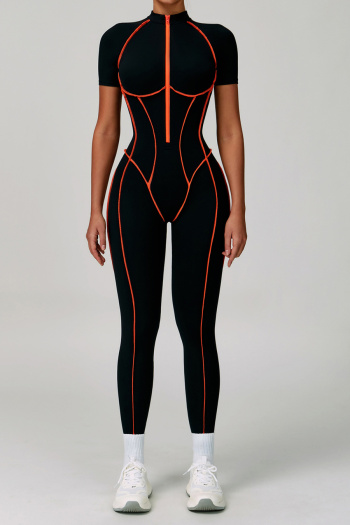 sports high stretch contrast color hollow backless yoga jumpsuit size run small