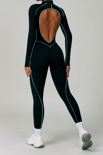 sports high stretch contrast color tight hollow yoga jumpsuit size run small