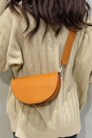 Solid color simple three color magnetic button ajustable crossbody shoulder PU leather bag