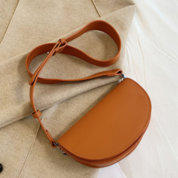 Solid color simple three color magnetic button ajustable crossbody shoulder PU leather bag