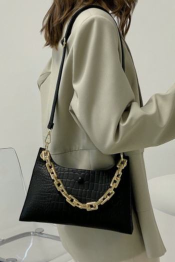 PU crocodile printed four colors metal chain ajustable crossbody handbag