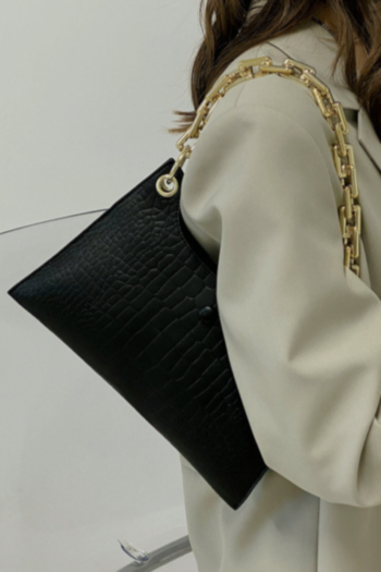 PU crocodile printed four colors metal chain ajustable crossbody handbag