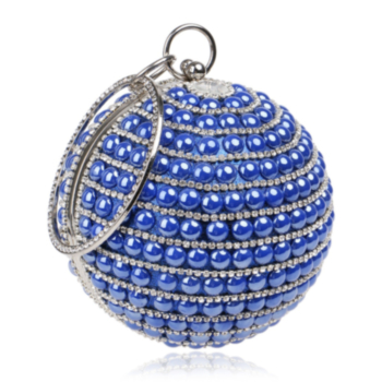 Rhinestone metal chain five color pearl clutches bag