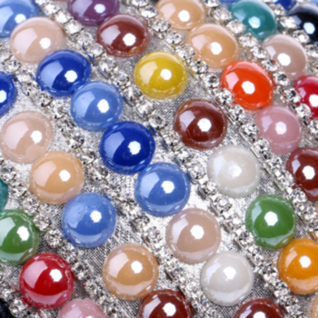 Rhinestone metal chain five color pearl clutches bag