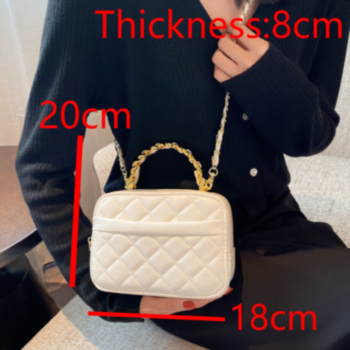 Three color zip-up PU metal chain crossbody handbag