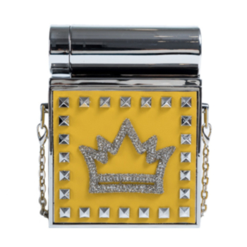 Eight color PU lock button metal chain rivet crown shape rhinestone crossbody bag