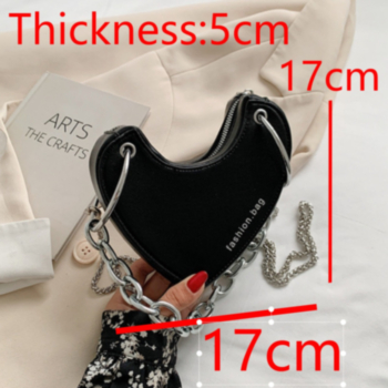 PU metal chain letter printing zip-up crossbody handbag