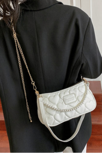 PU Pearl metal chain zip-up letter heart shape batch printing crossbody handbag