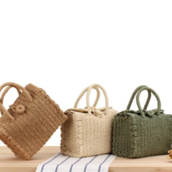 three color straw woven beach casual crossbody handbag