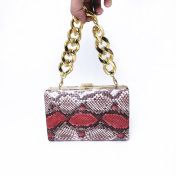 six color snake pattern pu metal chain fashion clutches bag 18cm(l)* 5.5cm(w)* 12cm(h)