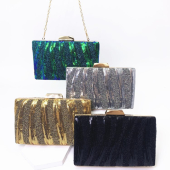 four color striped sequins pu metal chain fashion square clutches bag 20cm(l)* 4cm(w)* 12cm(h)