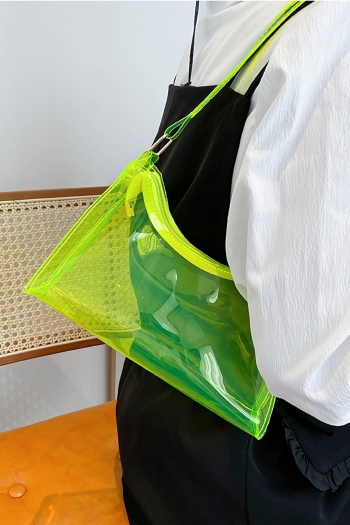 Fashion new 6 colors orange solid color summer jelly bag transparent zip-up one shoulder handbag 24.5cm(l)* 6cm(w)* 17cm(h)