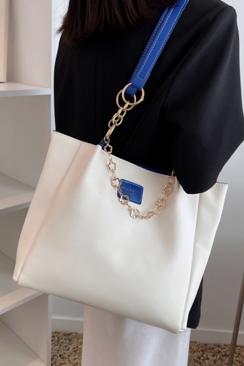fashion new solid color pu metal chain letter labeling high-capacity tote bag 36.5cm(l)* 10cm(w)* 28cm(h)