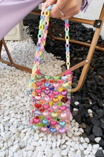 fashion acrylic multicolor heart braided beads crossbody bag 11cm(l)* 4cm(w)* 16cm(h)