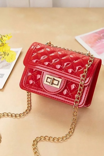 fashion new 8 colors quilted jelly pvc metal chain lock button crossbody handbag  13.5cm(l)* 6.5cm(w)* 10.5cm(h)