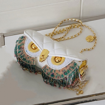 fashion new owl pattern lock buckle metal chain rhinestone tassels crossbody handbag 20cm(l)* 7cm(w)* 9cm(h)