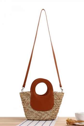 fashion vintage new two colors beach open design pu handle straw crossbody handbag 27cm(l)* 6cm(w)* 20cm(h)