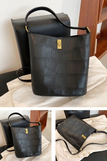 Stylish new four colors stone pattern lock buckle solid color pu shoulder bag 31cm(l)* 12cm(w)* 27cm(h)