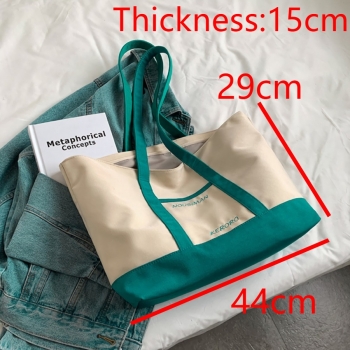 Stylish new four colors high-capacity letter embroidery contrasting colors zip-up shoulder bag 44cm(l)* 15cm(w)* 29cm(h)