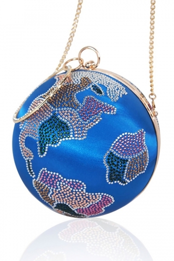 stylish new multicolor rhinestone decor round shape lock buckle crossbody handbag 18cm(l)* 18cm(w)* 18cm(h)