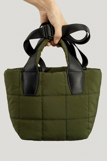 stylish new winter three colors solid color lattice zip-up adjustable crossbody handbag 28cm(l)* 13cm(w)* 20cm(h)