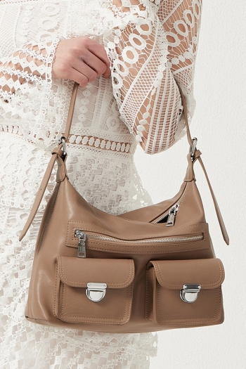 stylish new four colors pu high-capacity with pocket zip-up shoulder bag 31cm(l)* 10cm(w)* 23cm(h)