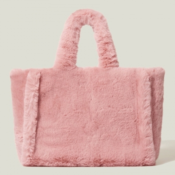 stylish new winter eight colors solid color open design plush shoulder bag 48cm(l)* 15cm(w)* 30cm(h)