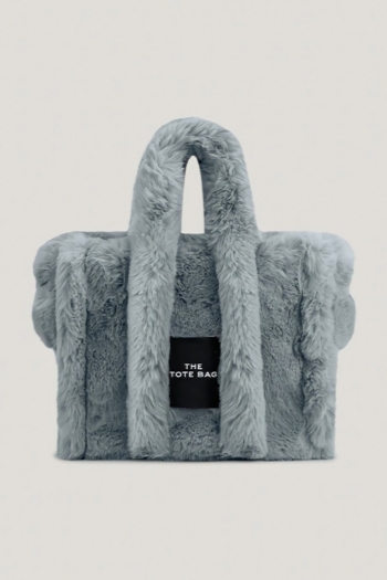 stylish new five colors letter labeling magnetic button fur tote bag 38cm(l)* 15cm(w)* 28cm(h)