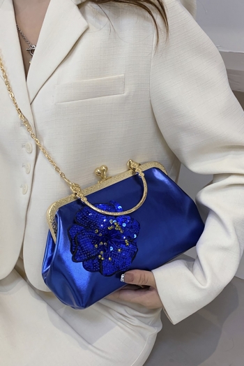stylish new seven colors sequin flower decor metal chain crossbody handbag 23cm(l)* 8cm(w)* 14cm(h)