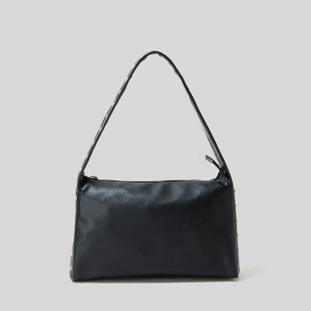 stylish new 5 colors solid color pu rivet zip-up handbag
