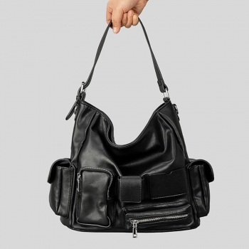 stylish new 5 colors pu high-capacity zip-up adjustable shoulder bag