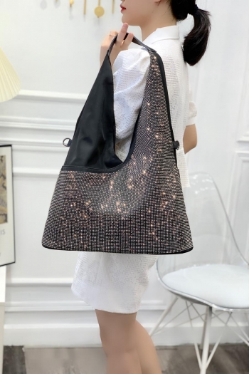 stylish new 3 colors rhinestone decor high-capacity magnetic button shoulder bag