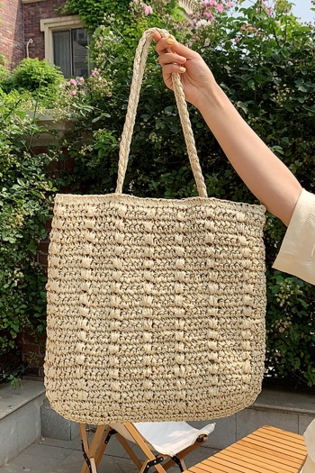 stylish retro new woven square shape zip-up bucket handbag